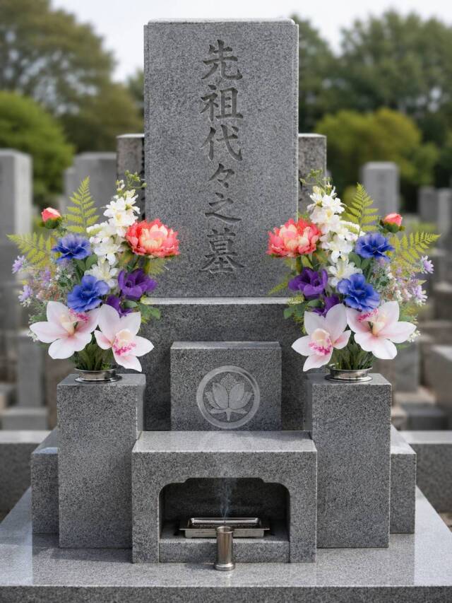 【洋風仏花】高級造花 供花（左右1対セット）特大49cm 蘭 ピオニー シンビジューム（室内にも映える贅沢仕立て お盆 お彼岸 命日 法事）