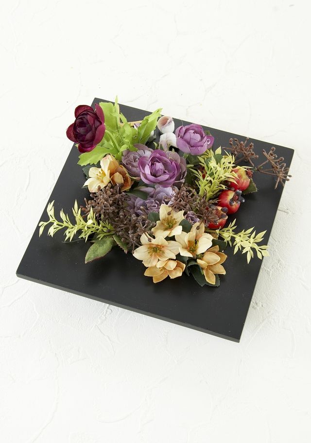 アーティフィシャル　フラワー　壁　デコレーション 造花　受付　インテリア アーティフィシャル壁掛・造花インテリアフラワー】スクエアフレーム