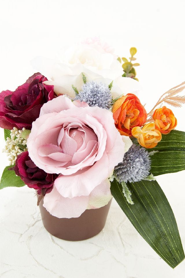 【造花・アーティフィシャルフラワー・造花インテリア】Thank you ポットアレンジーF