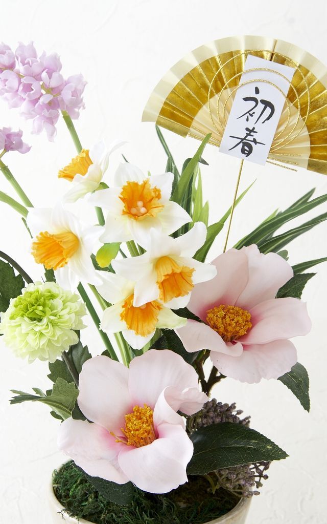 【造花・和モダン・お正月向けアートフラワーアレンジメント】初夢