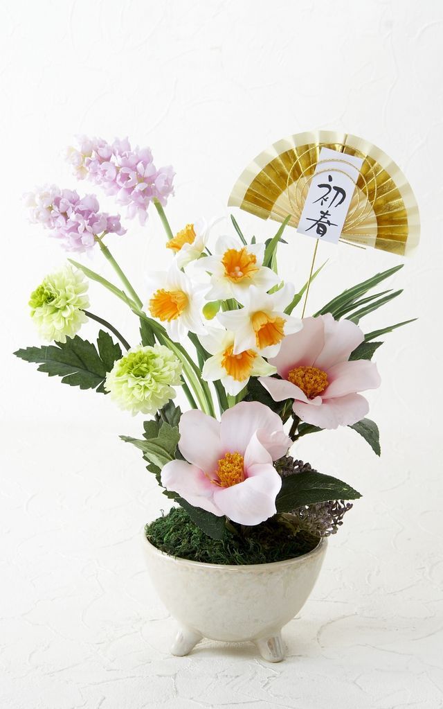 【造花・和モダン・お正月向けアートフラワーアレンジメント】初夢