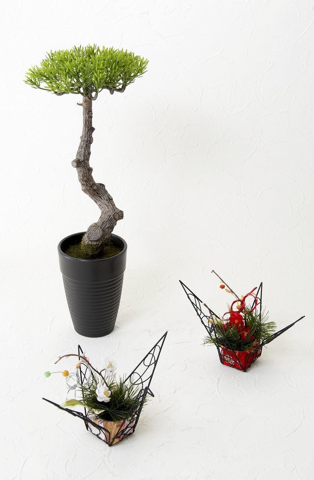 造花 観葉植物】マキの鉢植え（スタイリッシュインテリアグリーン
