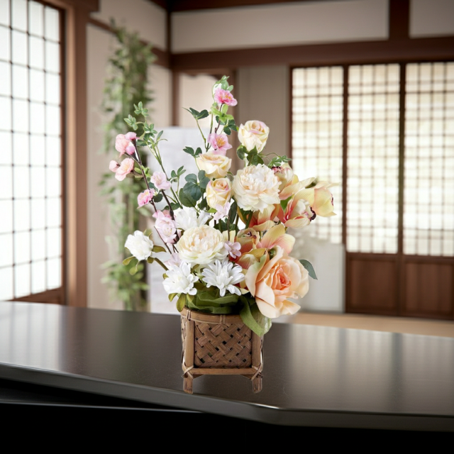【造花・和モダン・和風アレンジメント】花奈恵−kanae