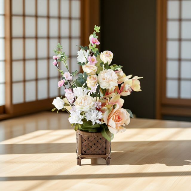 【造花・和モダン・和風アレンジメント】花奈恵−kanae