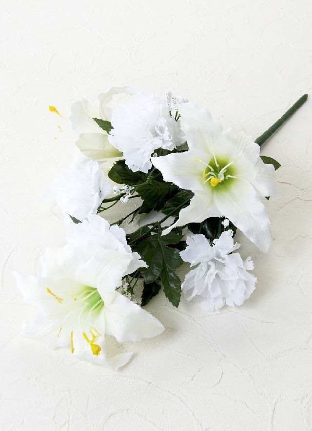 【墓前・仏前 造花仏花供花】メモリアル白仏花−１束（ブッシュタイプ）