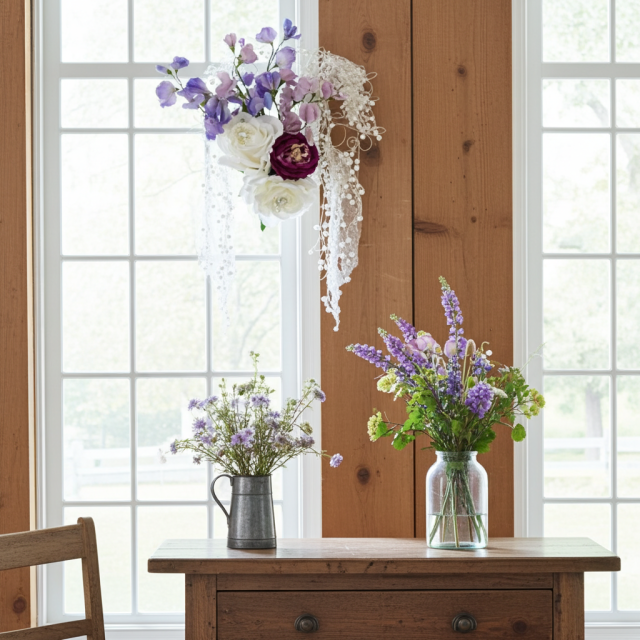 【造花 アーティフィシャルフラワー・オリジナルワイヤーベースリース】アナスタージア