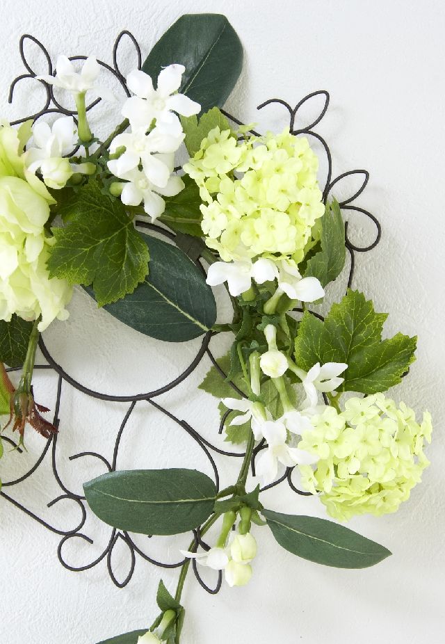 【造花 アーティフィシャルフラワー・オリジナルワイヤーベースリース】ステイシー