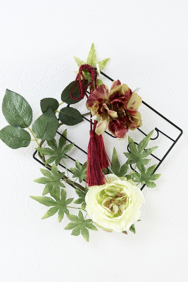 和風壁掛け・造花 アーティフィシャルフラワー・ オリジナルハンギング  