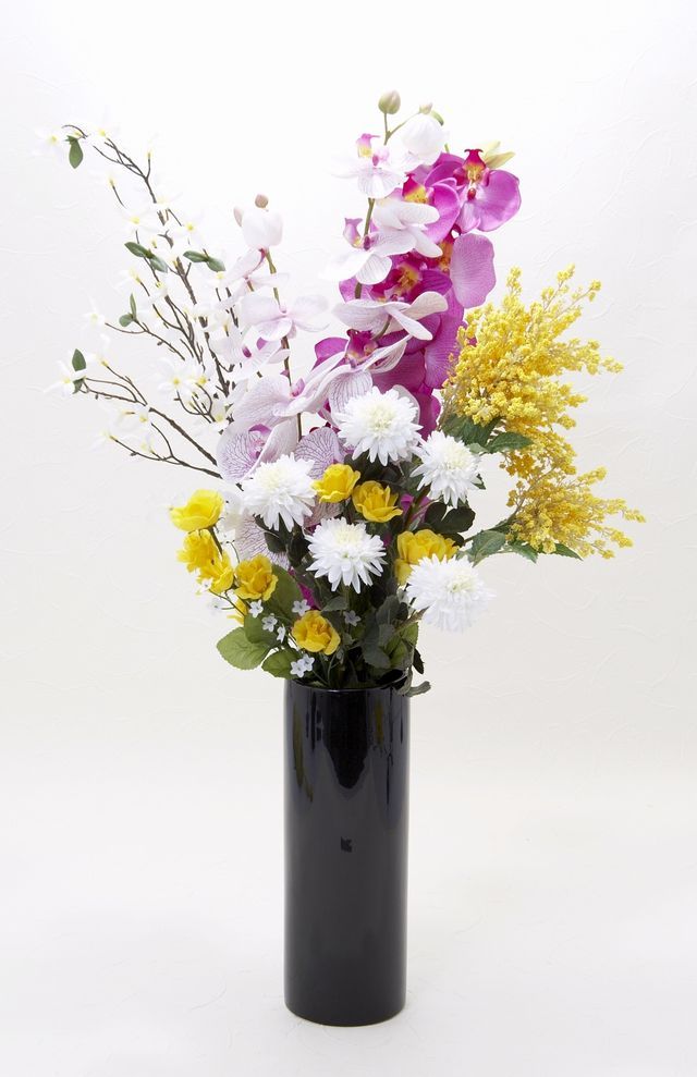 【造花用花器】ブラックスリムフラワーベースＬ／黒