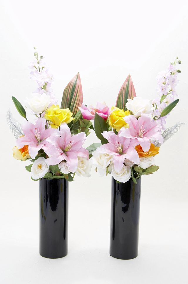 【造花用花器】ブラックスリムフラワーベースＬ／黒