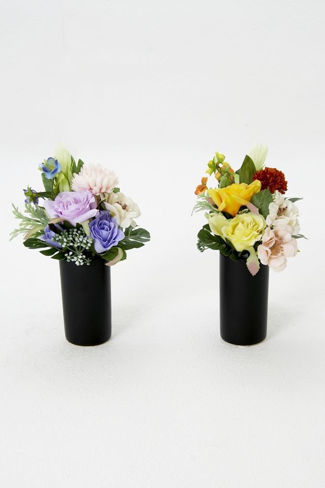 【造花用花器】スリムフラワーベース（丸）ブラック｜H10