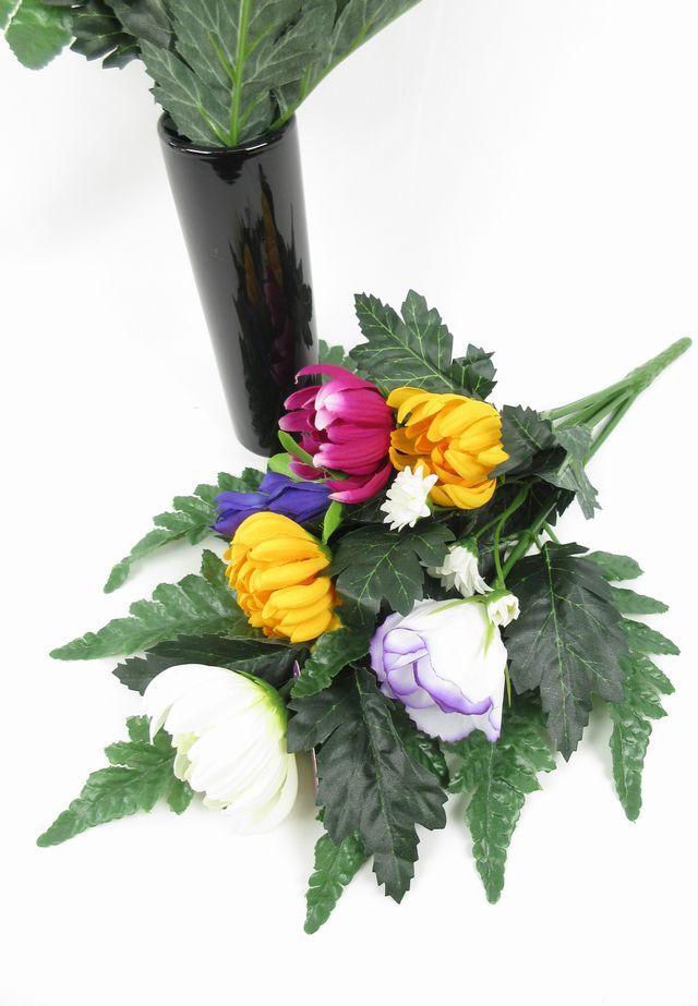 【お墓・仏壇用造花】エコ供花２本セットA−1対タイプ（鉄心不使用仏花/ブッシュタイプ）