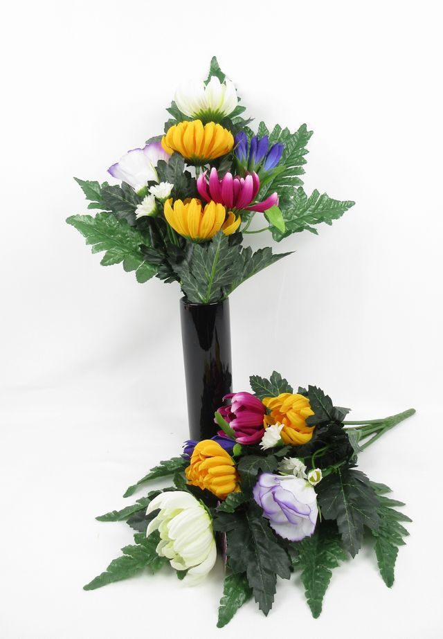 【お墓・仏壇用造花】エコ供花２本セットA−1対タイプ（鉄心不使用仏花/ブッシュタイプ）