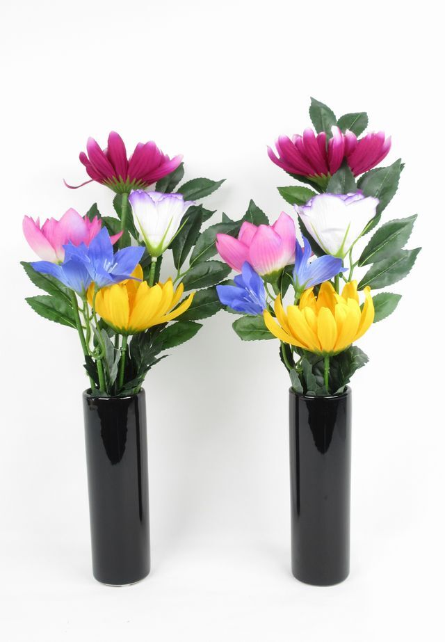 【お墓・仏壇用造花】エコ供花２本セットB−1対タイプ（鉄心不使用仏花/ブッシュタイプ）