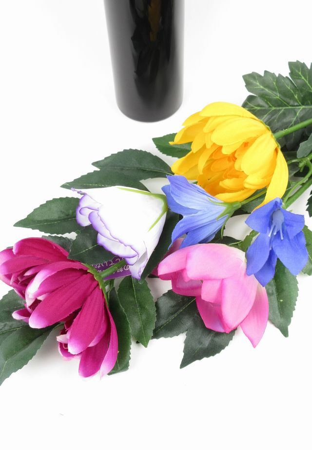 【お墓・仏壇用造花】エコ供花２本セットB−1対タイプ（鉄心不使用仏花/ブッシュタイプ）