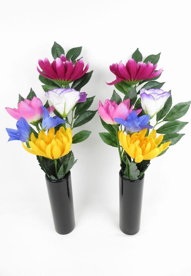 【お墓・仏壇用造花】エコ供花２本セットB−1対タイプ（鉄心不使用仏花/ブッシュタイプ）