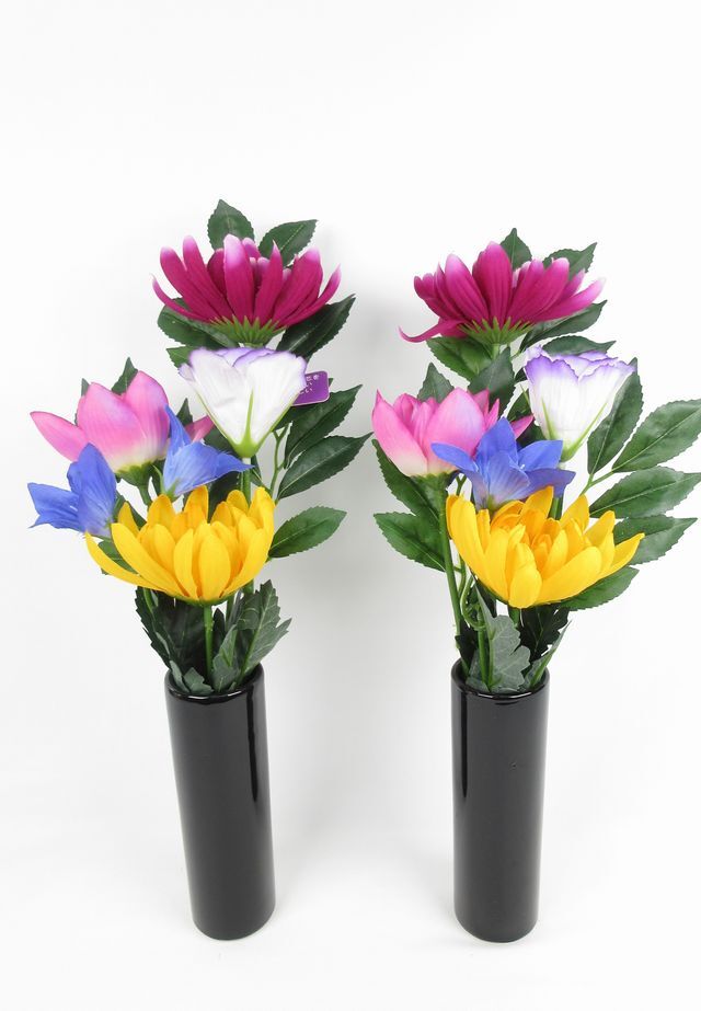 【お墓・仏壇用造花】エコ供花２本セットB−1対タイプ（鉄心不使用仏花/ブッシュタイプ）