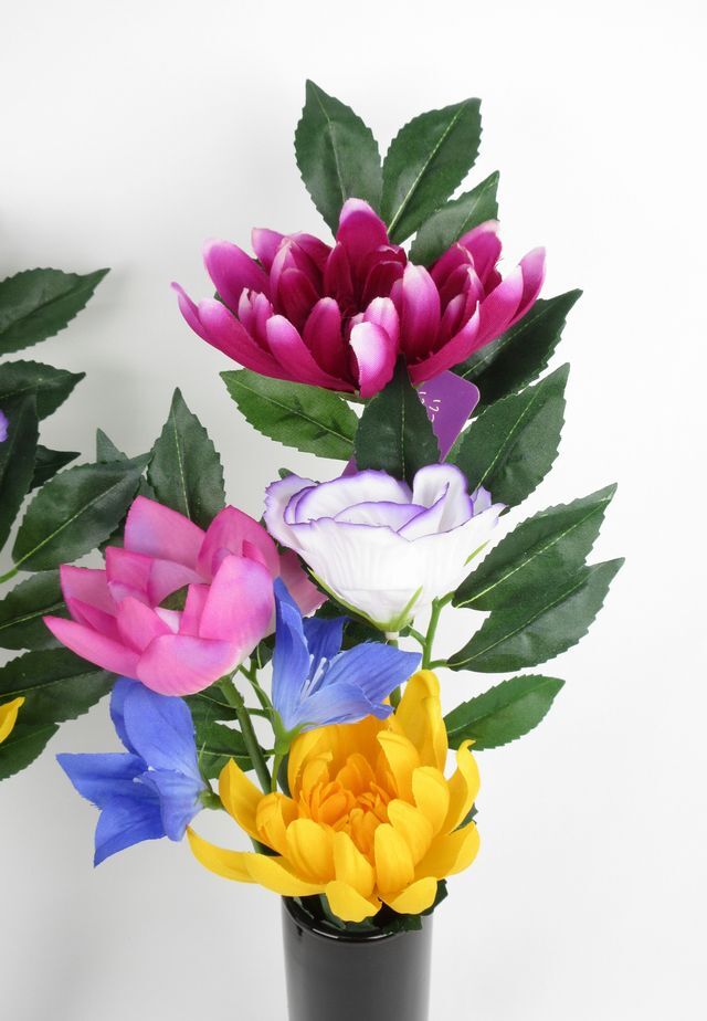 【お墓・仏壇用造花】エコ供花２本セットB−1対タイプ（鉄心不使用仏花/ブッシュタイプ）