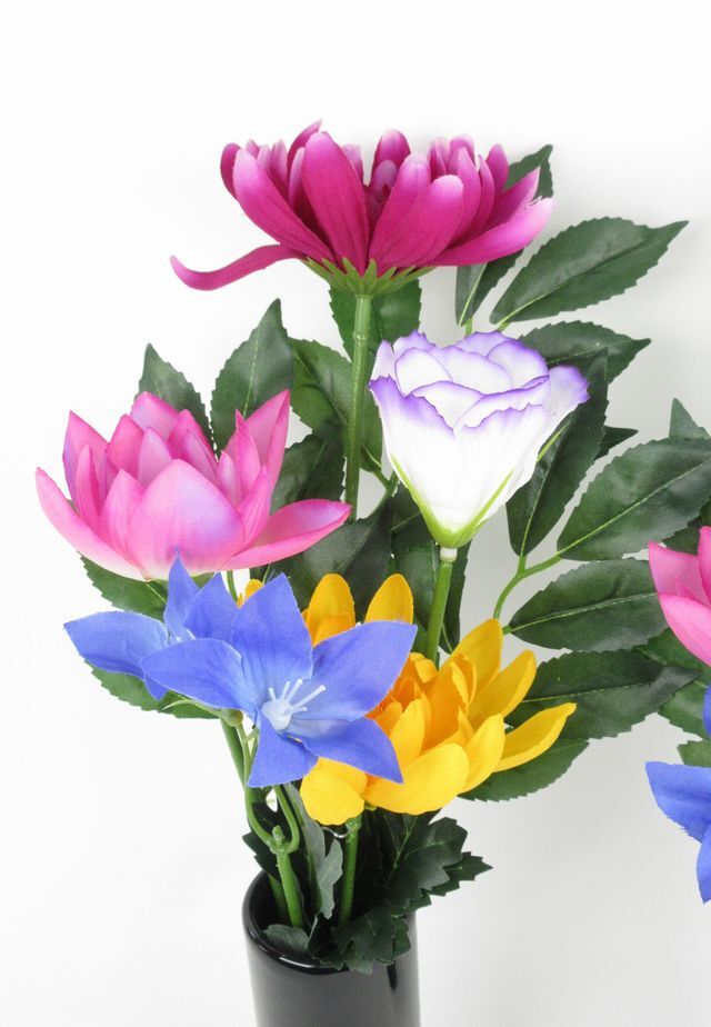 【お墓・仏壇用造花】エコ供花２本セットB−1対タイプ（鉄心不使用仏花/ブッシュタイプ）