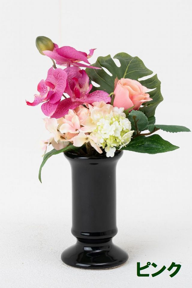 【造花・アーティフィシャルフラワー】お仏壇向け リトル仏花・供花（ミニ胡蝶蘭とローズ） 1束タイプ