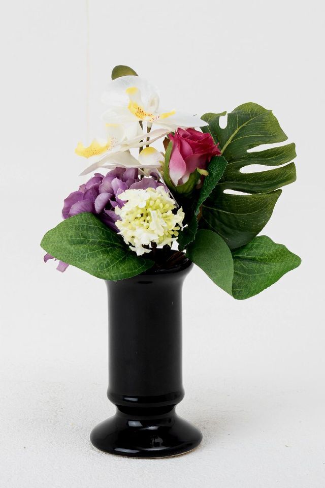 【造花・アーティフィシャルフラワー】お仏壇向け リトル仏花・供花（ミニ胡蝶蘭とローズ） 1束タイプ