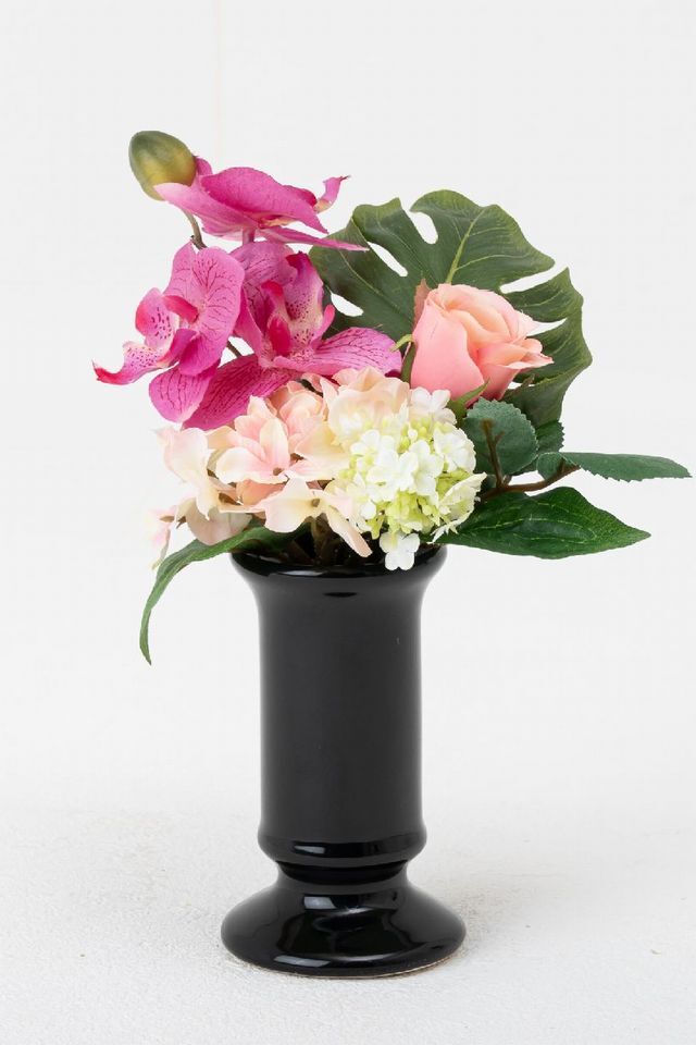 【造花・アーティフィシャルフラワー】お仏壇向け リトル仏花・供花（ミニ胡蝶蘭とローズ） 1束タイプ