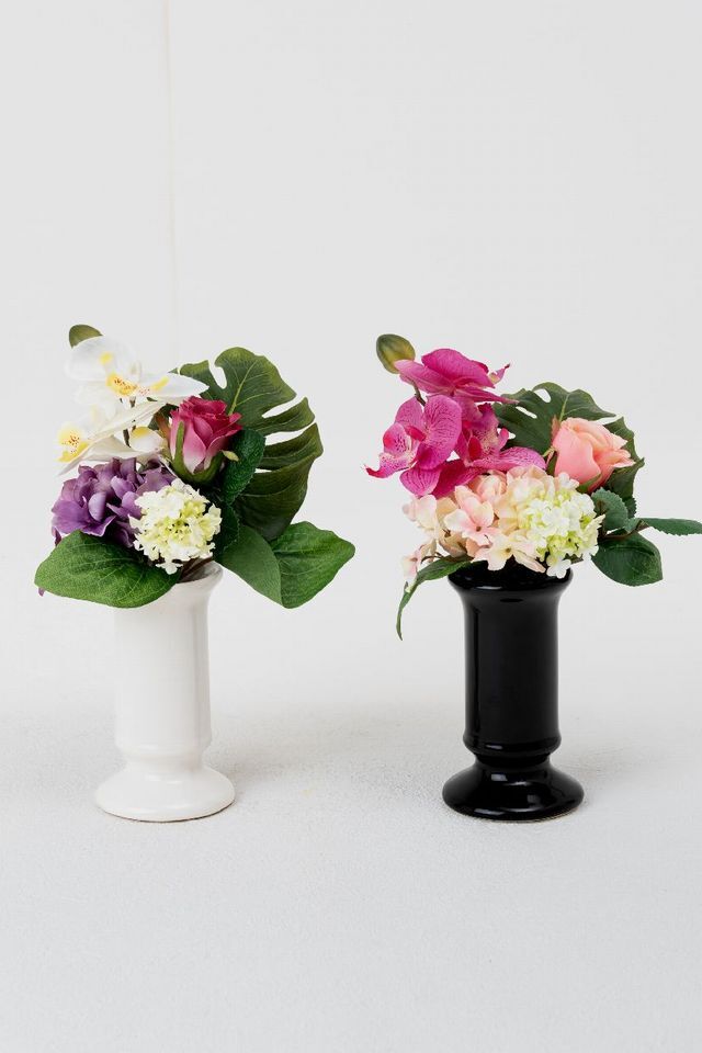 【造花・アーティフィシャルフラワー】お仏壇向け リトル仏花・供花(ミニ胡蝶蘭とローズ) 1束タイプ