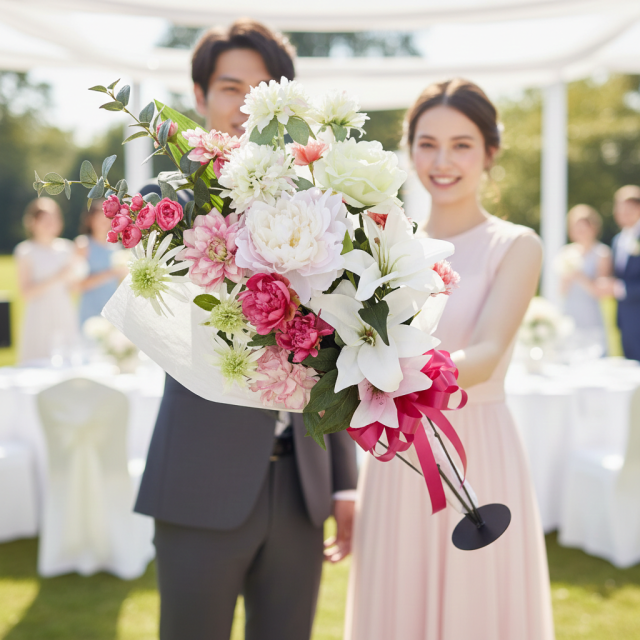 【贈答・贈呈用花束・造花花束・豪華花束】プロポーズ・記念日など記憶に残る枯れないフラワーギフト／アフロディーテブーケ