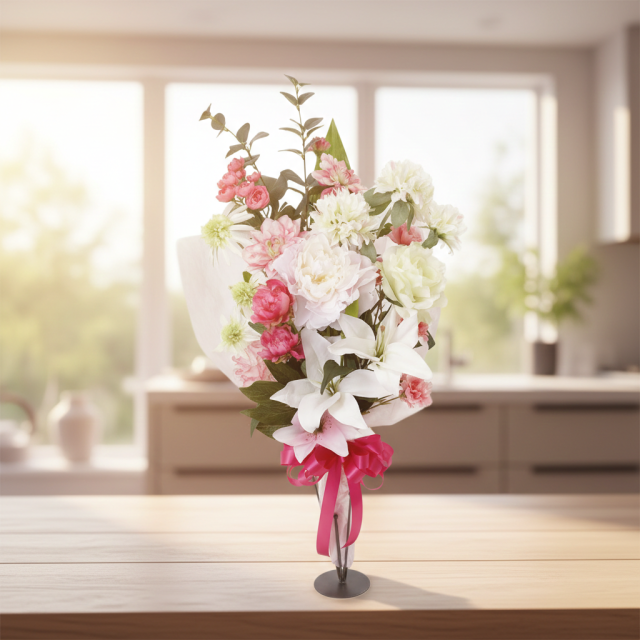 【贈答・贈呈用花束・造花花束・豪華花束】プロポーズ・記念日など記憶に残る枯れないフラワーギフト／アフロディーテブーケ