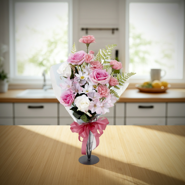 贈答・贈呈用花束・造花花束・花束ギフト】バラとアルストロメリアと