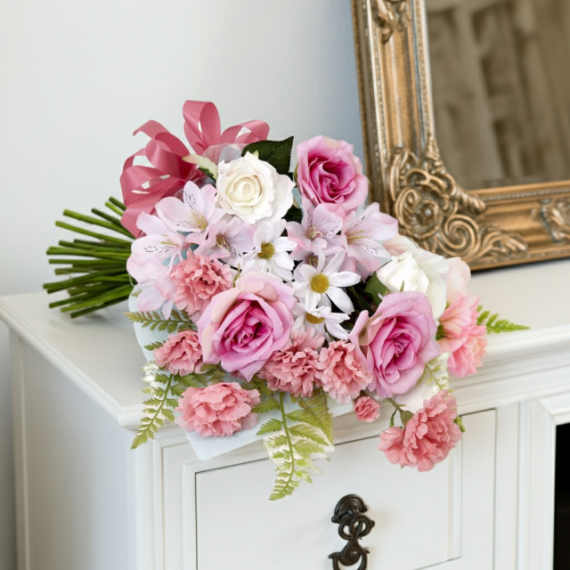 贈答・贈呈用花束・造花花束・花束ギフト】バラとアルストロメリアと