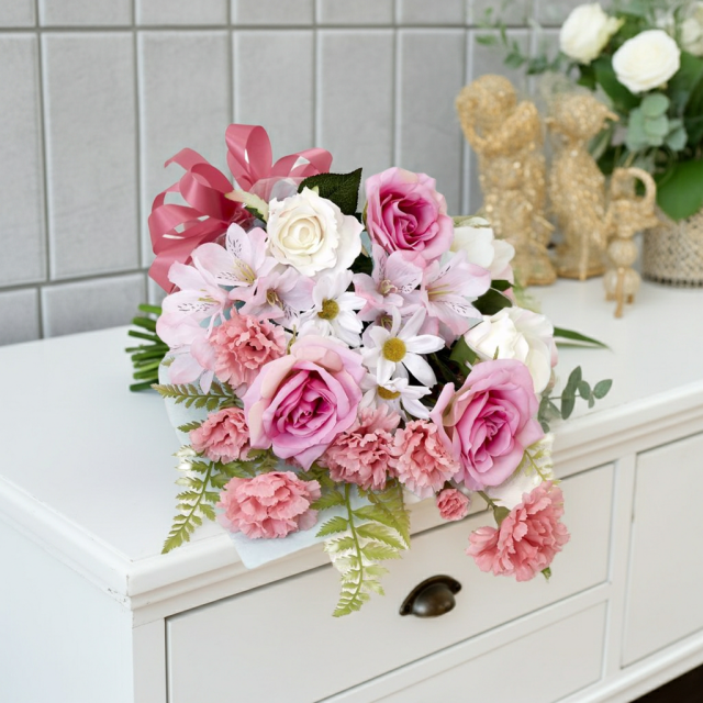 贈答・贈呈用花束・造花花束・花束ギフト】バラとアルストロメリアと