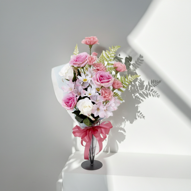 贈答・贈呈用花束・造花花束・花束ギフト】バラとアルストロメリアと