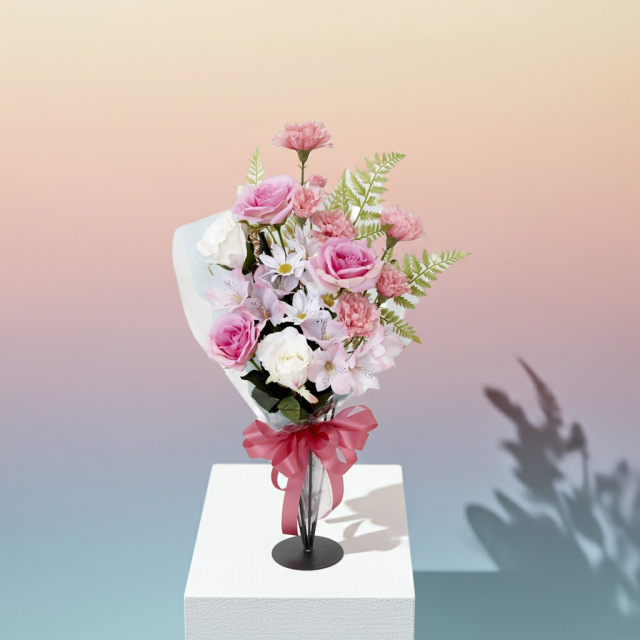 贈答・贈呈用花束・造花花束・花束ギフト】バラとアルストロメリアと