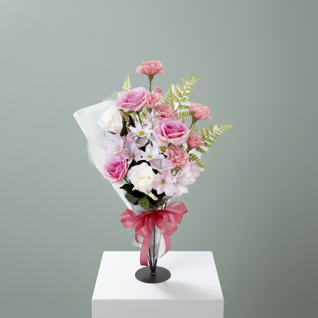 贈答・贈呈用花束・造花花束・花束ギフト】バラとアルストロメリアと