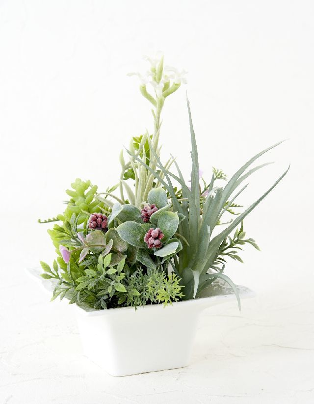 【造花・ナチュラルグリーン・多肉植物・】wild grass arrangement -E