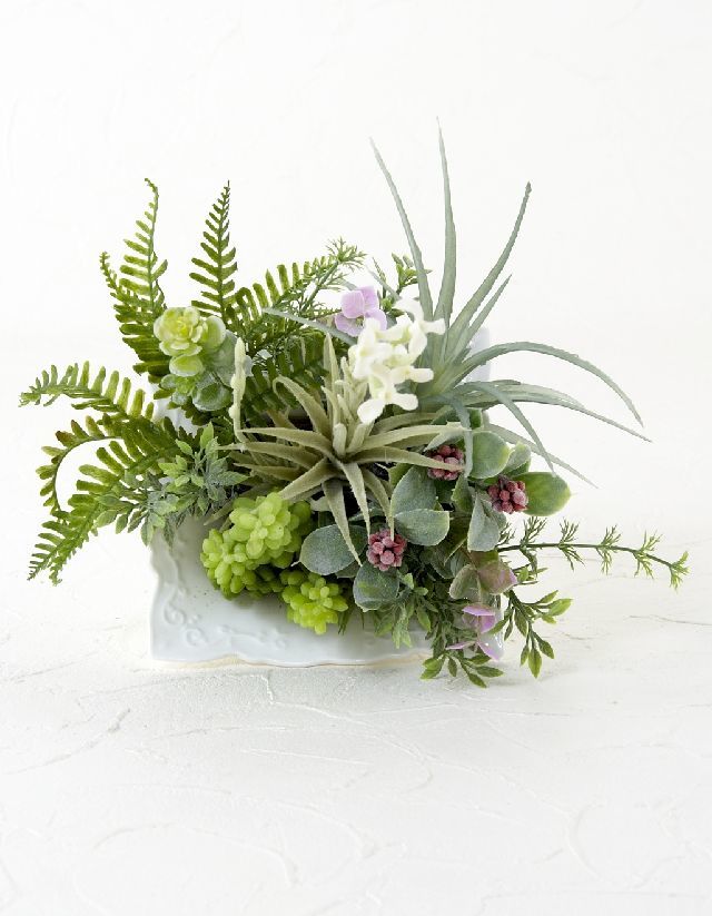 【造花・ナチュラルグリーン・多肉植物・】wild grass arrangement -E