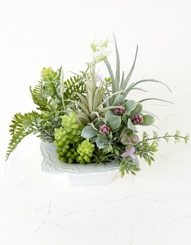 造花 ナチュラルグリーン 多肉植物 Wild Grass Arrangement E 造花 アートフラワーの通販店 あーとみゆき