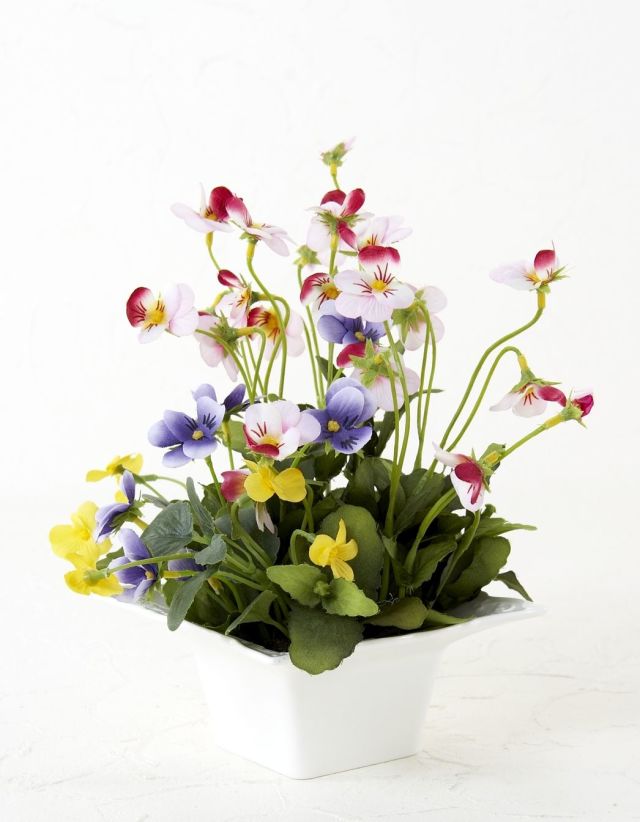 【造花・ナチュラルグリーン・ビオラ・パンジー・スミレ】wild grass arrangement -F