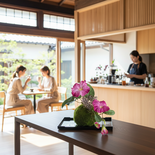 【造花 観葉植物 インテリアグリーン】こけ玉 ジャパーニーズモダンQ（下皿付き）