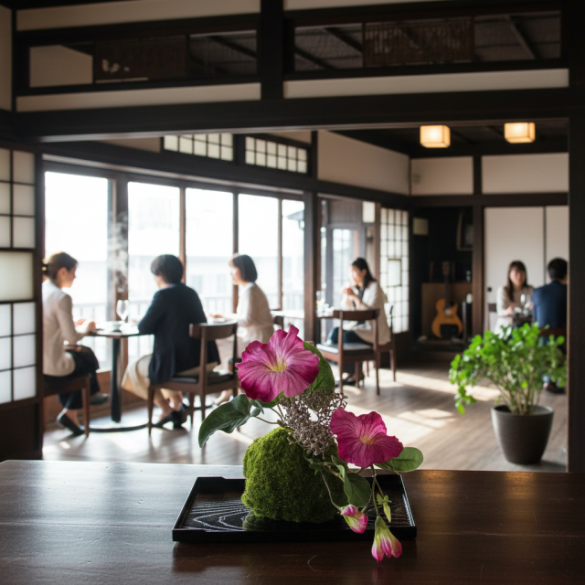 【造花 観葉植物 インテリアグリーン】こけ玉 ジャパーニーズモダンQ（下皿付き）