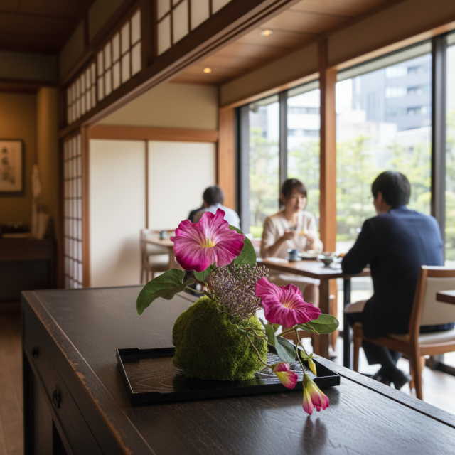 【造花 観葉植物 インテリアグリーン】こけ玉 ジャパーニーズモダンQ（下皿付き）