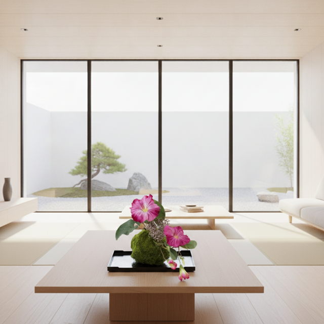 【造花 観葉植物 インテリアグリーン】こけ玉 ジャパーニーズモダンQ（下皿付き）