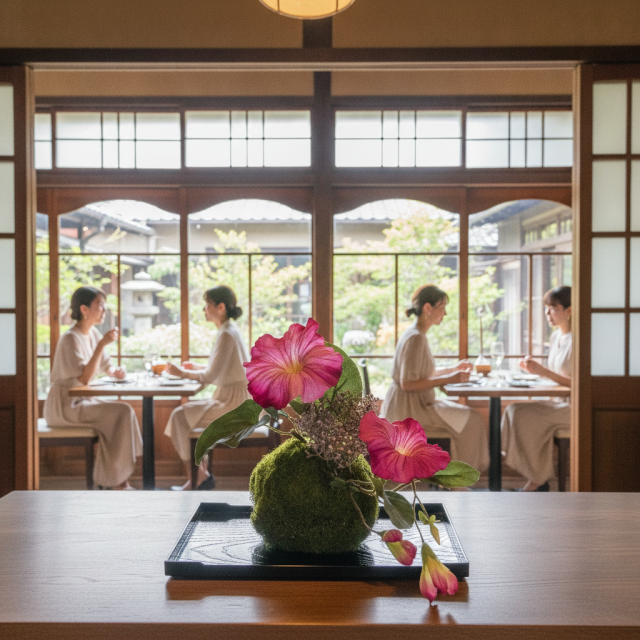 【造花 観葉植物 インテリアグリーン】こけ玉 ジャパーニーズモダンQ（下皿付き）