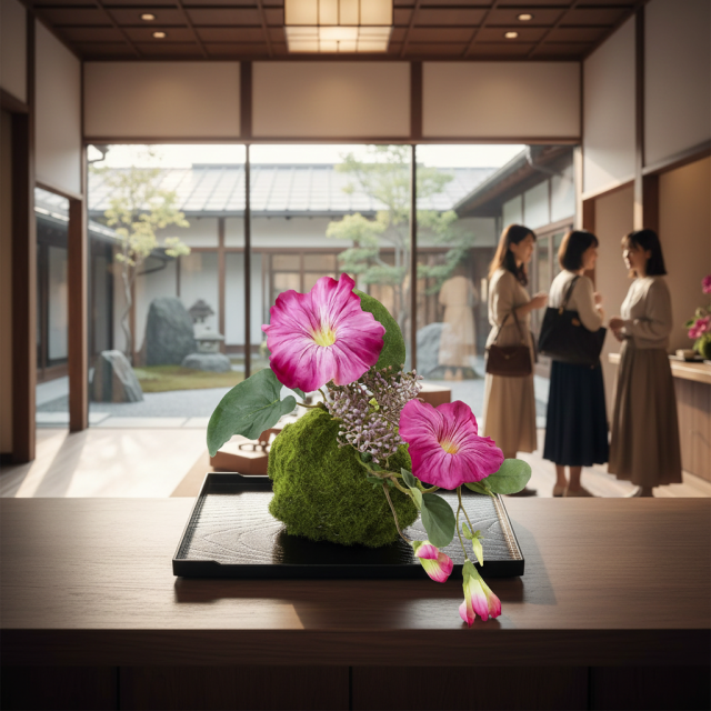 【造花 観葉植物 インテリアグリーン】こけ玉 ジャパーニーズモダンQ（下皿付き）