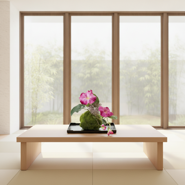 【造花 観葉植物 インテリアグリーン】こけ玉 ジャパーニーズモダンQ（下皿付き）