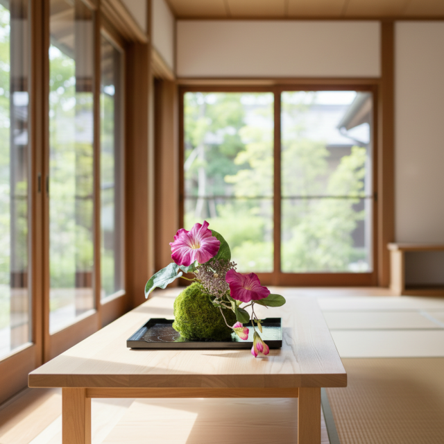 【造花 観葉植物 インテリアグリーン】こけ玉 ジャパーニーズモダンQ（下皿付き）