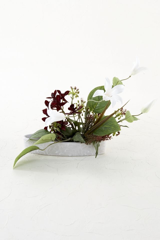 造花 観葉植物 インテリアグリーン 苔玉 和風アレンジ1 下皿付き 造花 アートフラワーの通販店 あーとみゆき