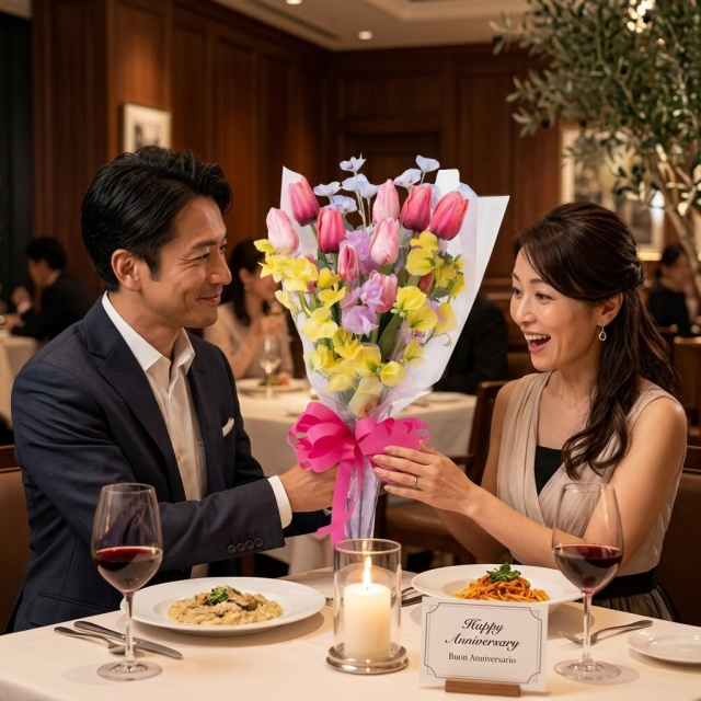 【一点もの】色鮮やかな愛を伝える｜至高のチューリップ＆スイートピーのプレミアムブーケ（プロポーズ・結婚式贈呈・誕生日）