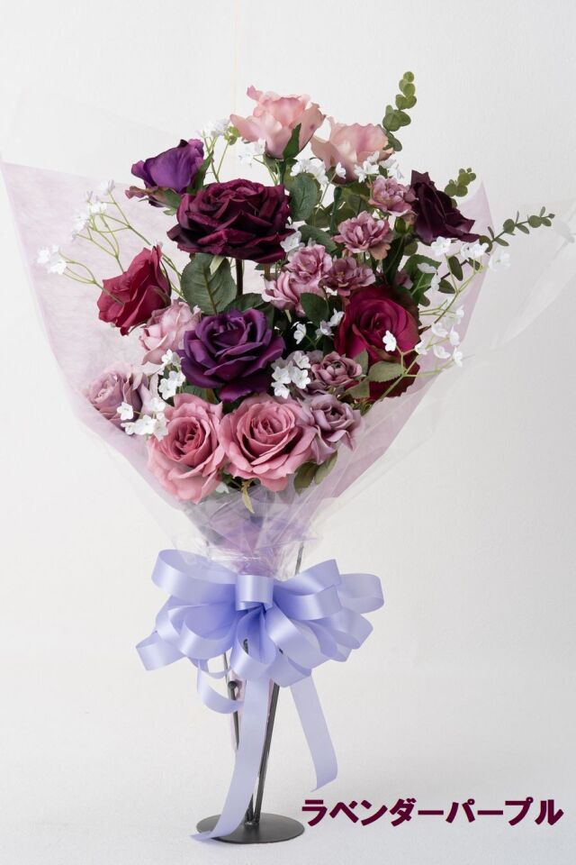 バラとかすみ草の花束 ローズブーケ 豪華 高級 造花 73〜85cm｜結婚式 両親贈呈 プロポーズ 記念日ギフト｜ローズガーデンシリーズ